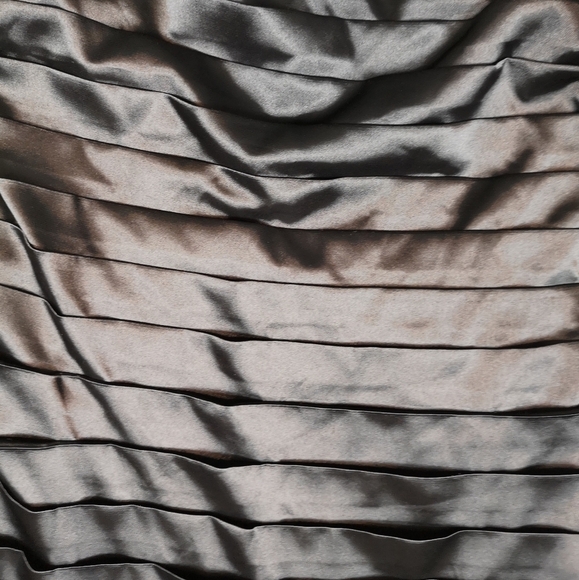 Y2K Vintage Black Pleated Satin Embroidered Sequins Strapless Cocktail Dress - Picture 4 of 8